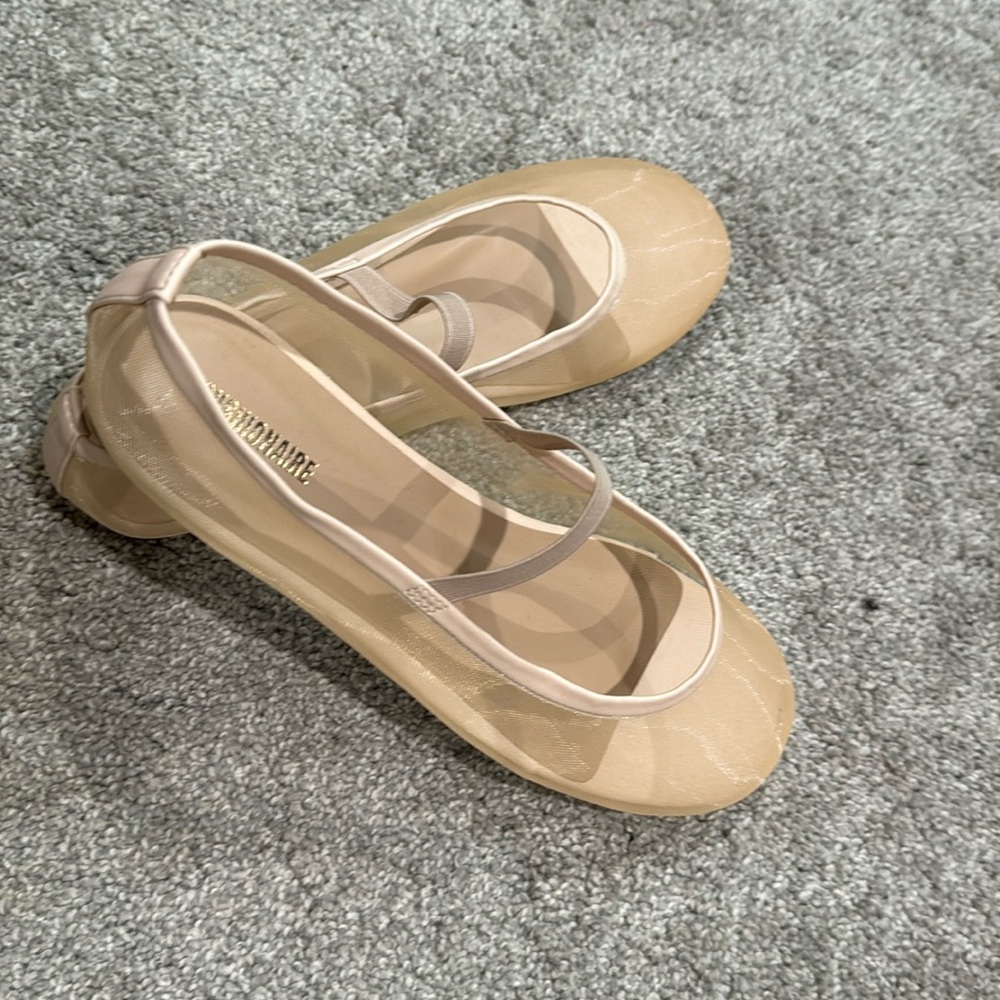 Mesh, nude ballet flats.
